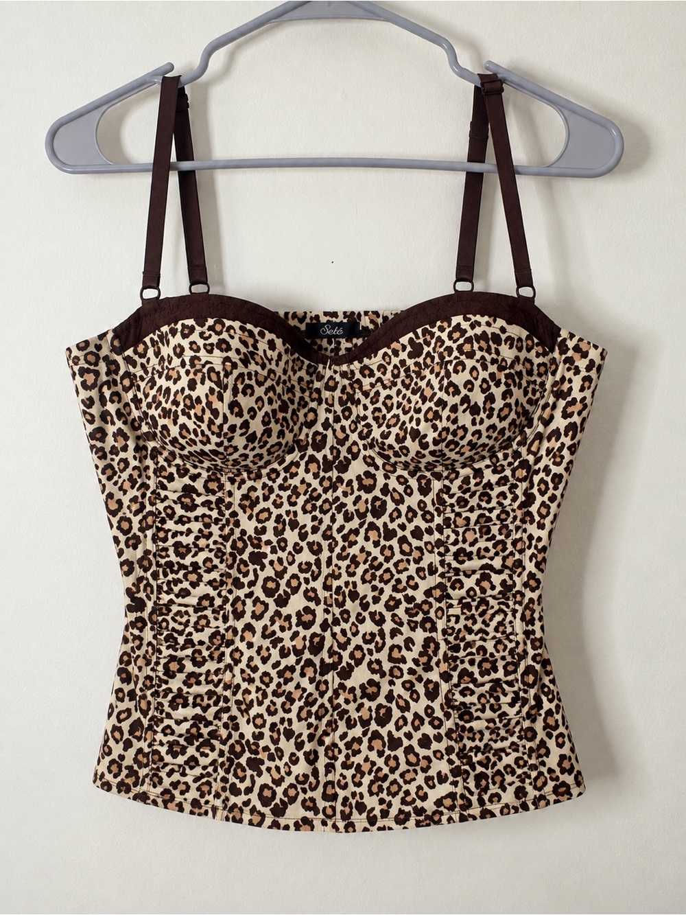 Leopard Print Bustier Camisole in Brown